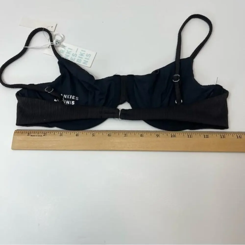Frankies Bikinis ‎ X Madewell Pam Plissé Bikini Top Black Ribbed